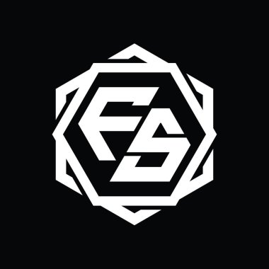Geometrik soyut izole tasarım şablonu ile FS Logo monogram altıgen şekli