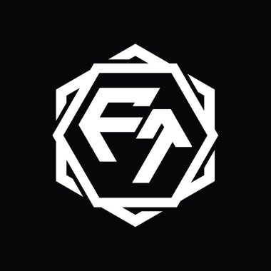Geometrik soyut izole tasarım şablonu ile FT Logo monogram altıgen şekli