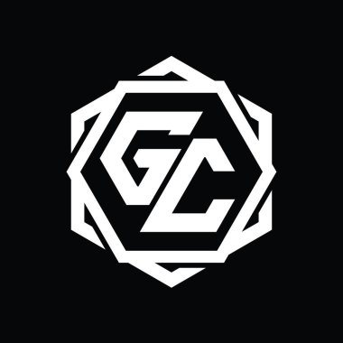 Geometrik soyut izole tasarım şablonu ile GC Logo monogram altıgen şekli