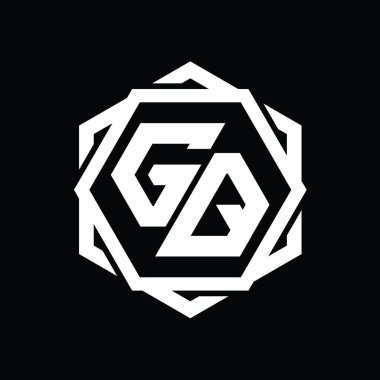 Geometrik soyut izole tasarım şablonu ile GQ Logo monogram altıgen şekli