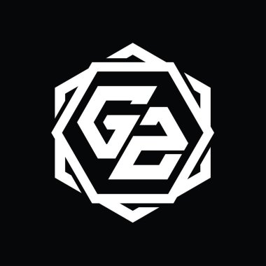Geometrik soyut izole tasarım şablonu ile GZ logo monogram altıgen şekli