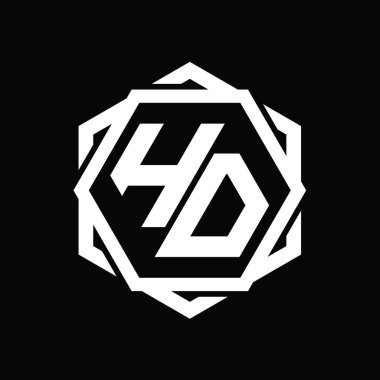Geometrik soyut izole tasarım şablonu ile HD logo monogram altıgen şekli