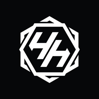 Geometrik soyut izole tasarım şablonu ile HH logo monogram altıgen şekli