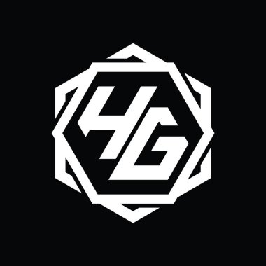 Geometrik soyut izole tasarım şablonu ile HG logo monogram altıgen şekli