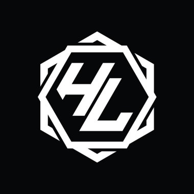 Geometrik soyut izole tasarım şablonu ile HL Logo monogram altıgen şekli