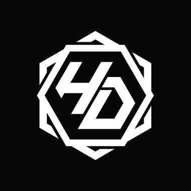 Geometrik soyut izole tasarım şablonu ile HO Logo monogram altıgen şekli