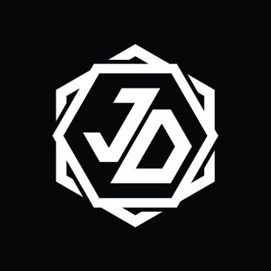 Geometrik soyut izole tasarım şablonu ile JD Logo monogram altıgen şekli
