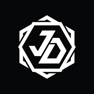 Geometrik soyut izole tasarım şablonu ile JO Logo monogram altıgen şekli