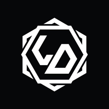 LD Logo monogram altıgen şekli Geometrik soyut izole tasarım şablonu