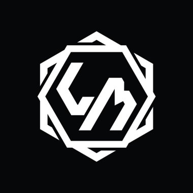 Geometrik soyut izole tasarım şablonu ile LM Logo monogram altıgen şekli