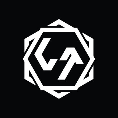 Geometrik soyut izole tasarım şablonu ile LT Logo monogram altıgen şekli