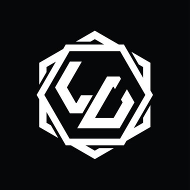 LU Logo monogram altıgen şekli geometrik soyut izole tasarım şablonu