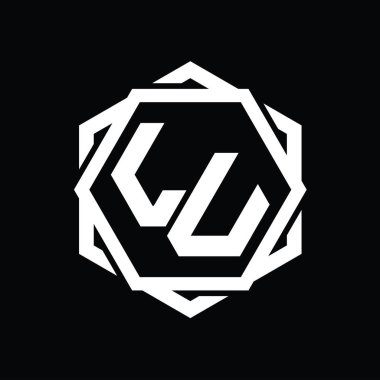 Geometrik soyut izole tasarım şablonu ile LV Logo monogram altıgen şekli