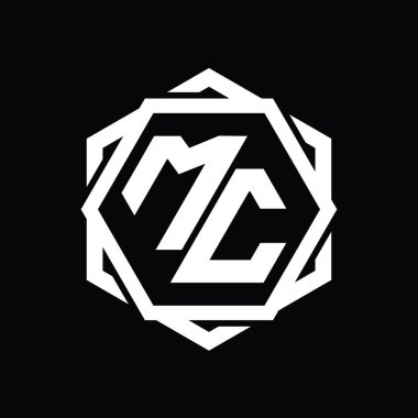 Geometrik soyut izole tasarım şablonu ile MC Logo monogram altıgen şekli