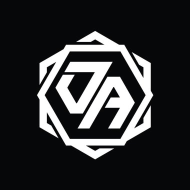 Geometrik soyut izole tasarım şablonu ile OA logo monogram altıgen şekli