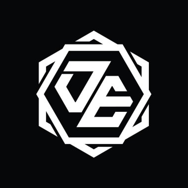 OE logo monogram altıgen şekli geometrik soyut izole tasarım şablonu