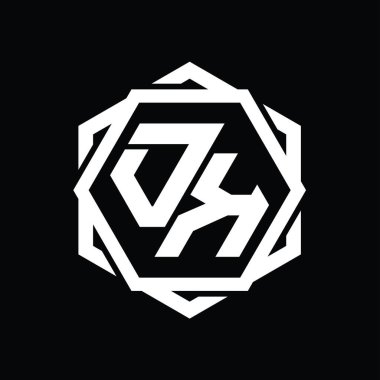 Tamam, geometrik soyut izole tasarım şablonu ile logo monogram altıgen şekli