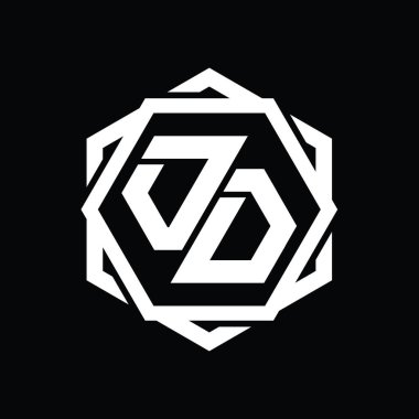 Geometrik soyut izole tasarım şablonu ile OO Logo monogram altıgen şekli