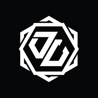 OU Logo monogram altıgen şekli geometrik soyut izole tasarım şablonu