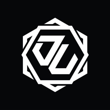 Geometrik soyut izole tasarım şablonu ile OV logo monogram altıgen şekli