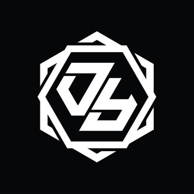 Geometrik soyut izole tasarım şablonu ile OY Logo monogram altıgen şekli