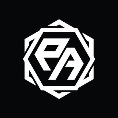 Geometrik soyut izole tasarım şablonu ile PA Logo monogram altıgen şekli