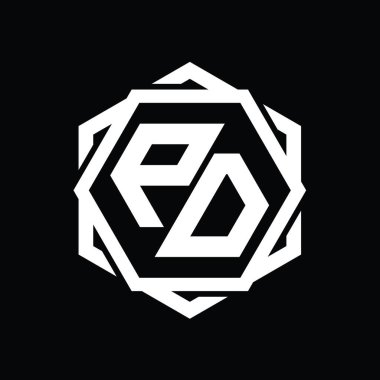 Geometrik soyut izole tasarım şablonu ile PD logo monogram altıgen şekli