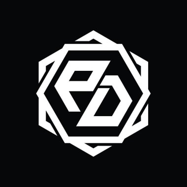 Geometrik soyut izole tasarım şablonu ile PO Logo monogram altıgen şekli