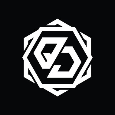 QJ Logo monogram altıgen şekli geometrik soyut izole tasarım şablonu