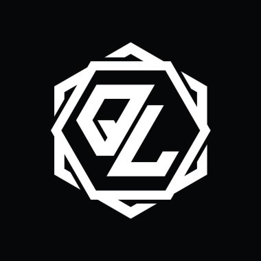 Geometrik soyut izole tasarım şablonu ile QL Logo monogram altıgen şekli
