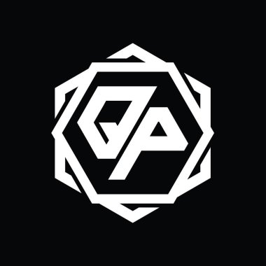 QP Logo monogram altıgen şekli geometrik soyut izole tasarım şablonu