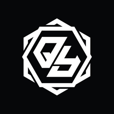 Geometrik soyut izole tasarım şablonu ile QY Logo monogram altıgen şekli