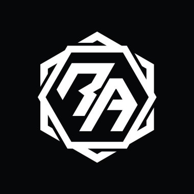 RA logo monogram altıgen şekli geometrik soyut izole tasarım şablonu