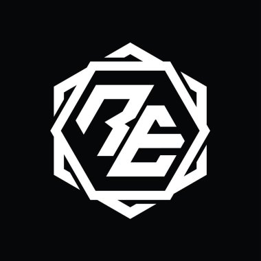 DE Logo monogram altıgen şekli Geometrik soyut izole tasarım şablonu