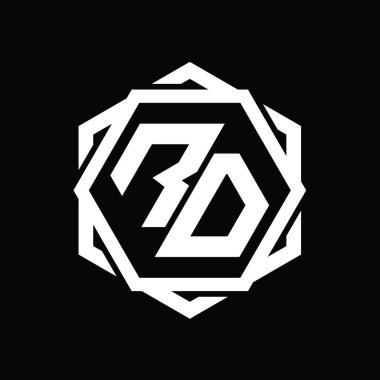 Geometrik soyut izole tasarım şablonu ile RD logo monogram altıgen şekli