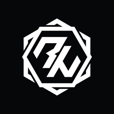 Geometrik soyut izole tasarım şablonu ile RN Logo monogram altıgen şekli