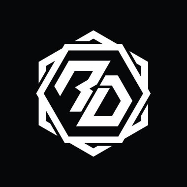 Geometrik soyut izole tasarım şablonu ile RO Logo monogram altıgen şekli