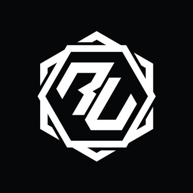 Geometrik soyut izole tasarım şablonu ile RV logo monogram altıgen şekli