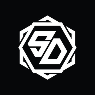 SD Logo monogram altıgen şekli Geometrik soyut izole tasarım şablonu