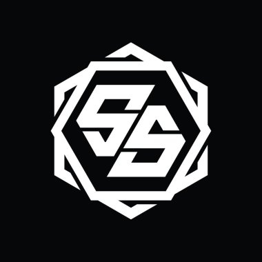 SS Logo monogram altıgen şekli geometrik soyut izole tasarım şablonu