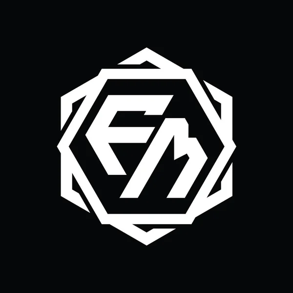 Монограмма Логотипа Шестиугольника Геометрическим Абстрактным Изолированным Шаблоном Очертания — стоковое фото