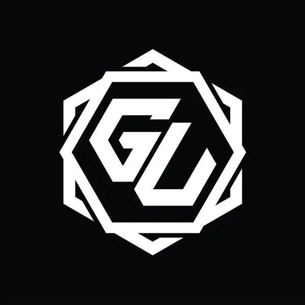 Logo Monogram Hatszög Alakú Geometriai Absztrakt Elszigetelt Vázlatos Tervezési Sablon — Stock Fotó