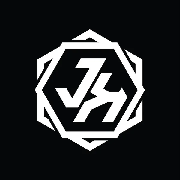 Logo Монограма Шестикутника Геометричним Абстрактним Шаблоном Ізольованого Контуру — стокове фото