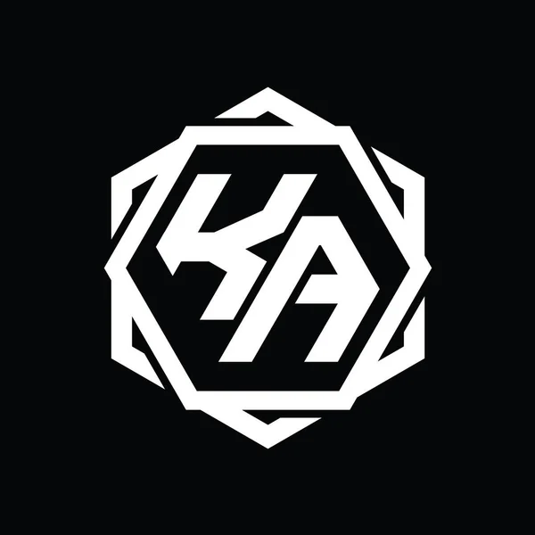KA Logo monogram hexagon shape with geometric abstract isolated outline design template