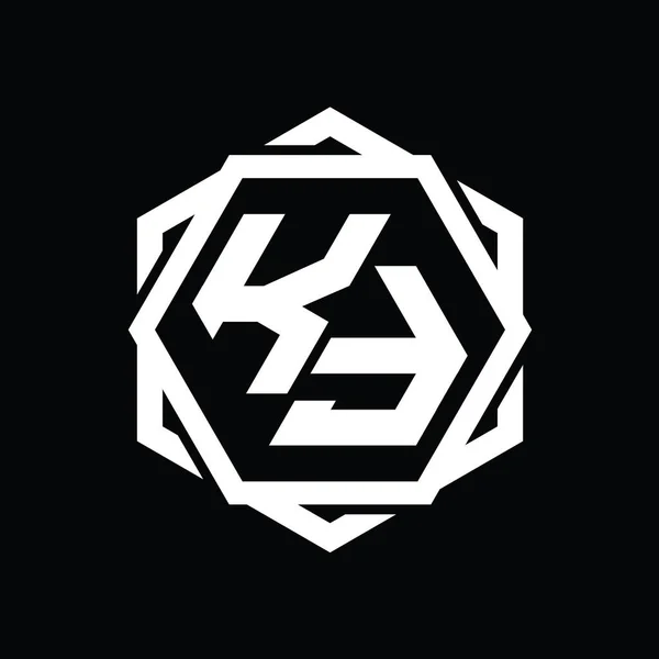 Форма Монограми Логотипу Геометрично Абстрактним Шаблоном Контурування — стокове фото