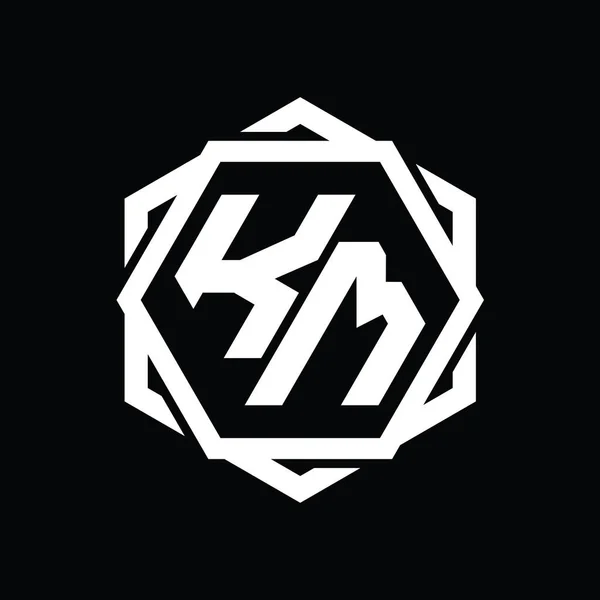 Logo Monogram Altıgen Şekli Geometrik Soyut Izole Tasarım Şablonu — Stok fotoğraf