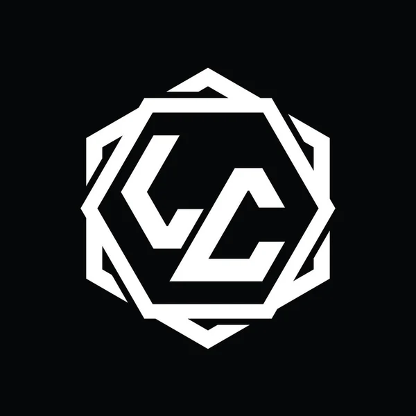 LC Logo monogram hexagon shape with geometric abstract isolated outline design template