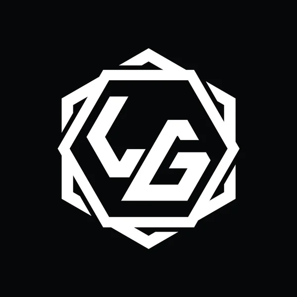 Logotyp Monogram Hexagon Form Med Geometriska Abstrakta Isolerade Skissera Design — Stockfoto