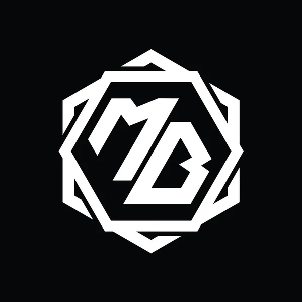 Logo Monogram Hatszög Alakú Geometriai Absztrakt Elszigetelt Vázlat Design Sablon — Stock Fotó