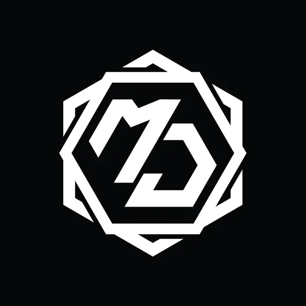 Эмблема Логотипа Шестиугольник Геометрическим Абстрактным Изолированным Шаблоном Очертания — стоковое фото